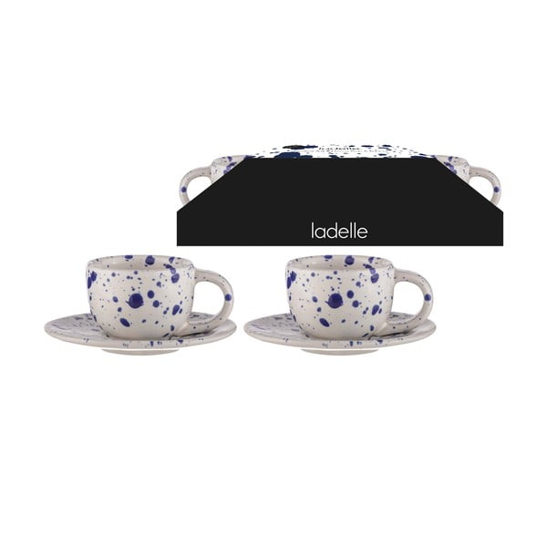 Bielo-modré šálky na espresso z kameniny v súprave 2 ks 100 ml Carnival – Ladelle-image-2