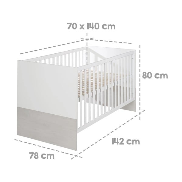Bielo-svetlosivá postieľka 70x140 cm Julia – Roba-image-2