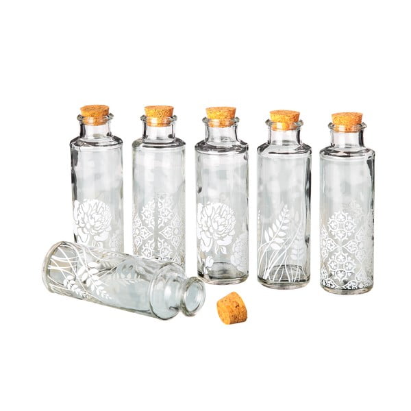 Sada 6 sklenených fľaštičiek Unimasa Corcho, 175 ml