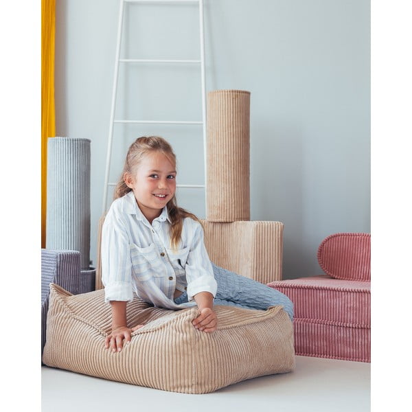 Svetlohnedý menčestrový detský sedací vak Square – Wigiwama-image-1