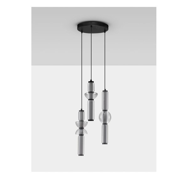 Sivé sklenené LED závesné svietidlo so stmievačom ø 38 cm Ulon – Nova Luce-image-3
