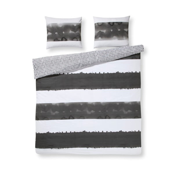 Sivo-biele bavlnené posteľné obliečky na jednolôžko Ekkelboom Didi Grey, 140 × 200 cm