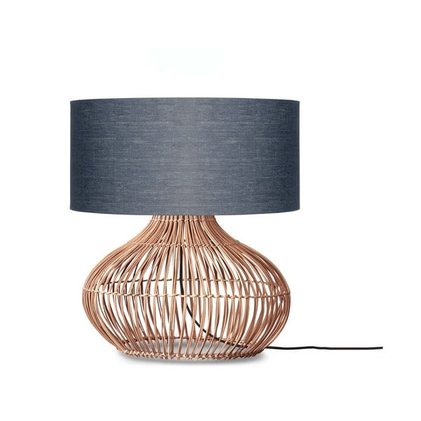 Stolová lampa s textilným tienidlom v tmavo-šedo prírodnej farbe (výška 60 cm) Kalahari – Good&amp;Mojo