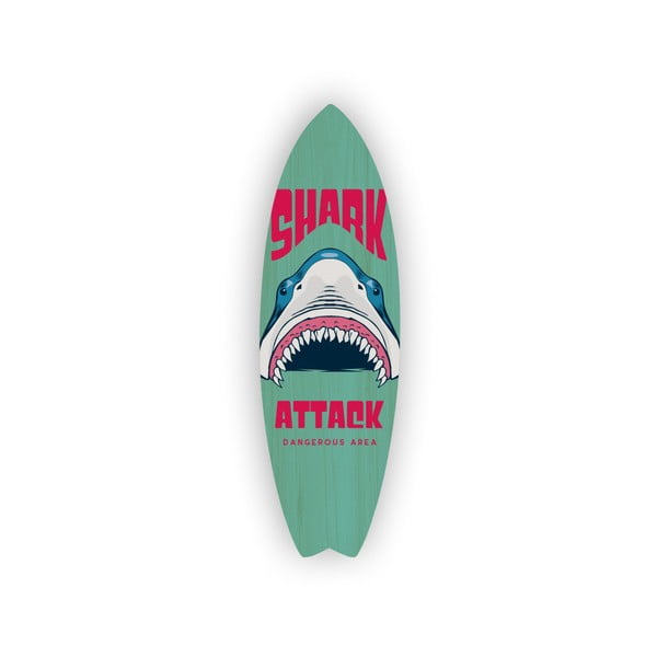 Nástenná dekorácia v tvare surfovacej dosky Really Nice Things Shark Attack