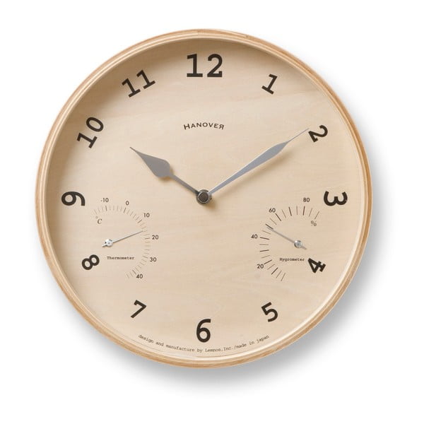 Hnedé nástenné hodiny Lemnos Clock Baum, ⌀ 25,4 cm
