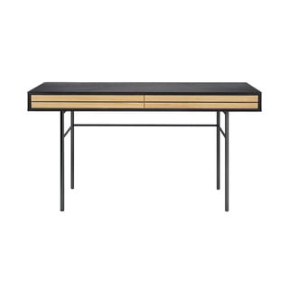 Čierny písací stôl Woodman Stripe, 130 x 60 cm