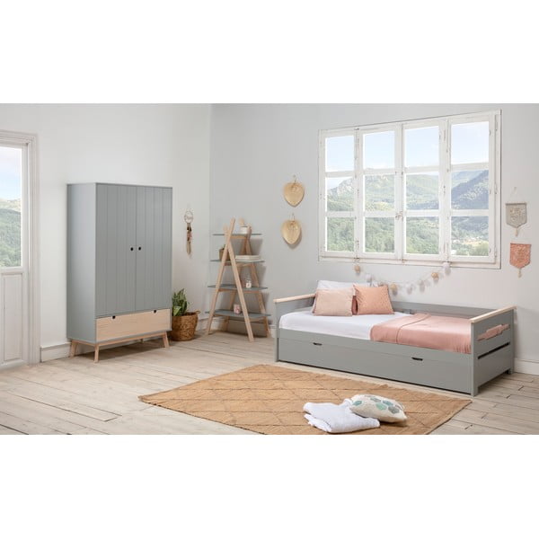 Sivá detská šatníková skriňa s nohami z borovicového dreva Marckeric Kiara-image-1