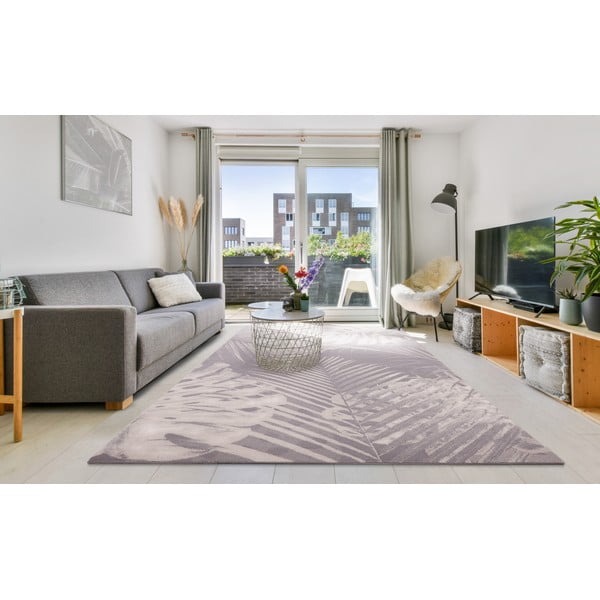 Sivý vlnený koberec 133x180 cm Monstera – Agnella-image-1