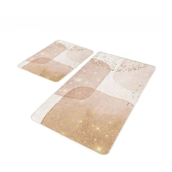 Béžové zamatové kúpeľňové predložky v súprave 2 ks 60x100 cm – Mila Home