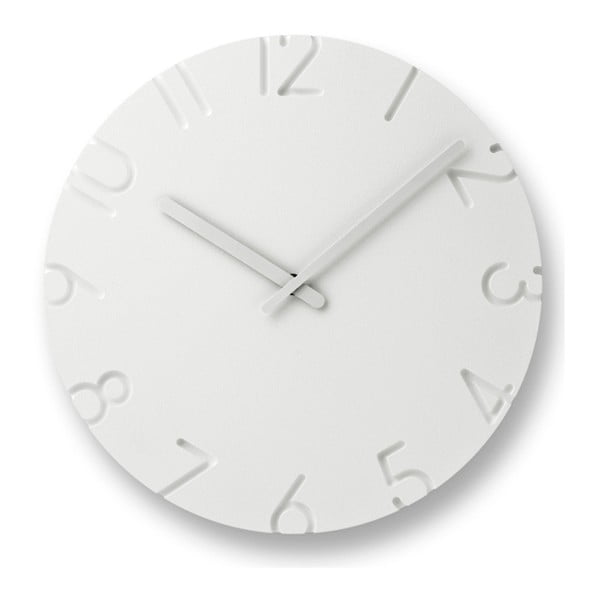 Biele nástenné hodiny Lemnos Clock Carved, ⌀ 30,5 cm
