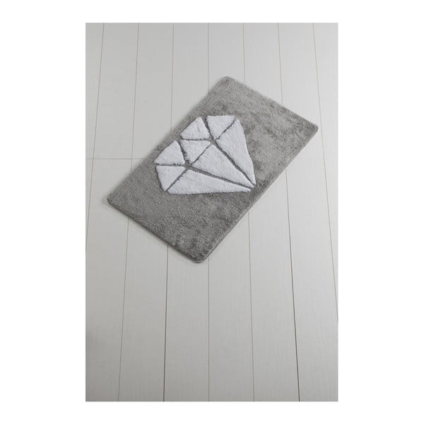 Sivo-biela kúpeľňová predložka Crasso Heart, 100 × 60 cm