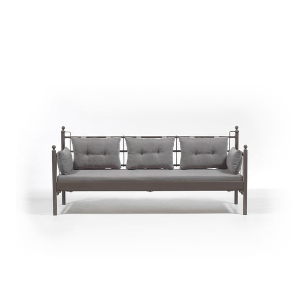 Sivá trojmiestna vonkajšia sedačka s hnedou konštrukciou Lalas DKS, 96 × 209 cm