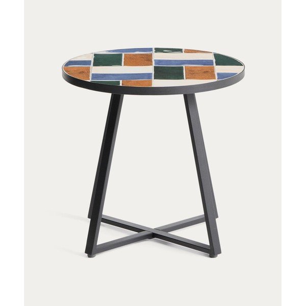 Okrúhly záhradný stolík s keramickou doskou ø 45 cm Tella – Kave Home-image-2