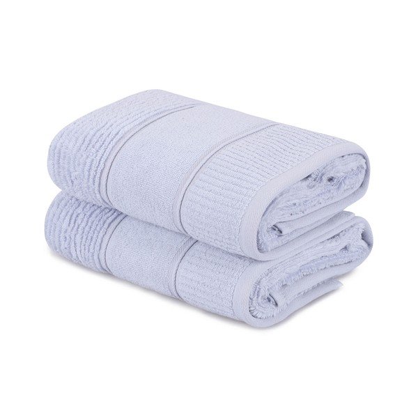 Svetlomodré froté bavlnené uteráky v súprave 2 ks 50x90 cm Daniela – Foutastic-image-2