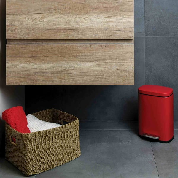 Červený nášľapný oceľový odpadkový kôš 5 l Akira – Spirella-image-1