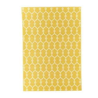 Žltý vonkajší koberec Floorita Trellis, 133 × 190 cm