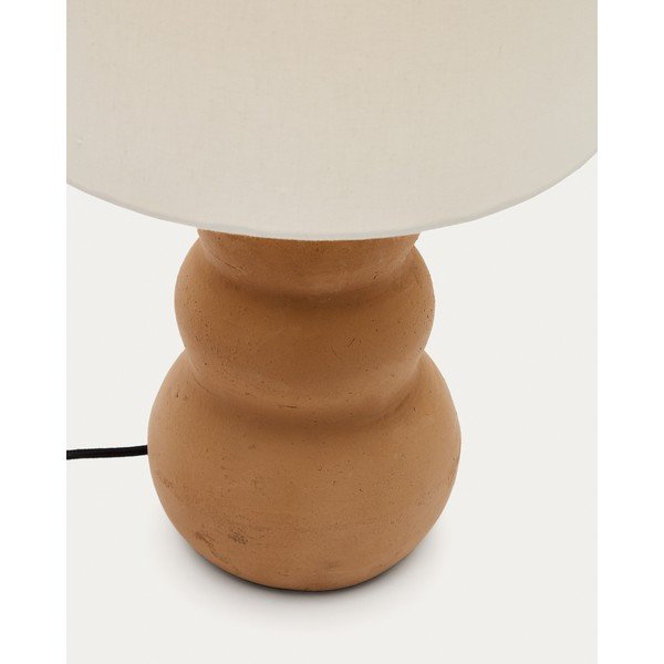 Kamenná stolová lampa v prírodnej farbe s textilným tienidlom (výška  55 cm) Madsen – Kave Home-image-2