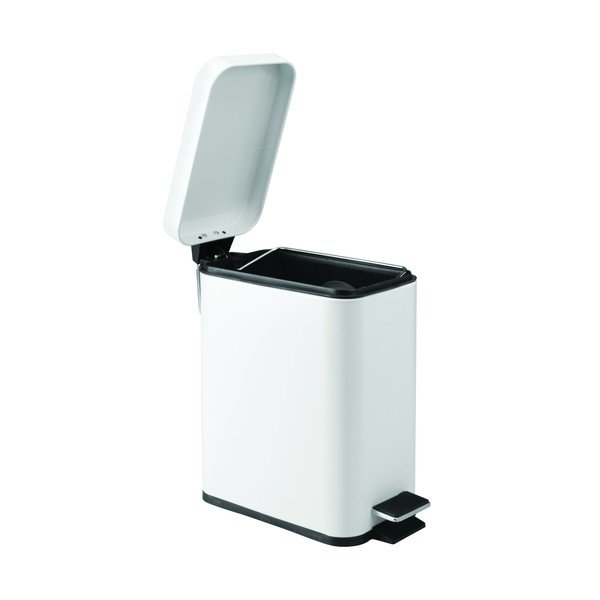 Biely kovový nášľapný odpadkový kôš iDesign, 5 l-image-2