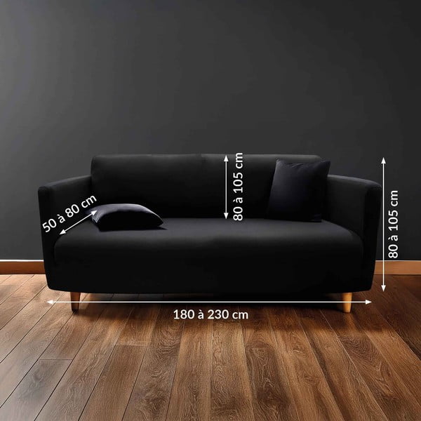 Čierny 3-miestny napínací poťah na pohovku Mila – douceur d'intérieur-image-2