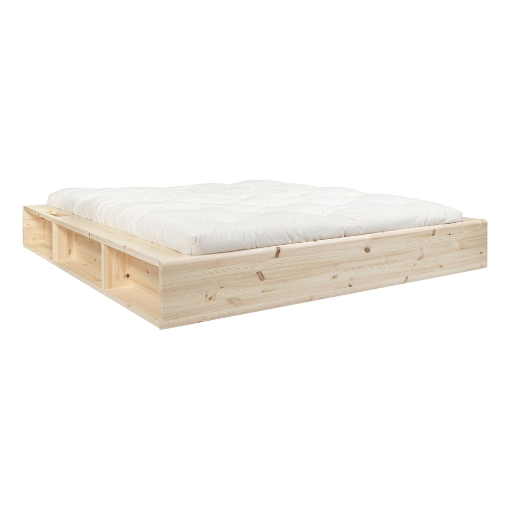 Dvojlôžková posteľ z masívneho dreva s úložným priestorom a futonom Comfort Mat Karup Design Ziggy, 180 x 200 cm