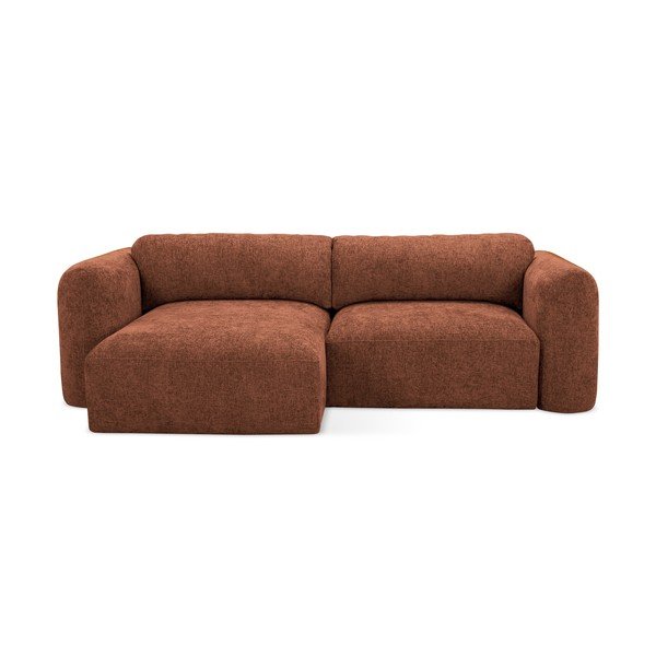 Terakotová ženilková rozkladacia/s úložným priestorom rohová pohovka (ľavý roh/s leňoškou) Mele – Makamii