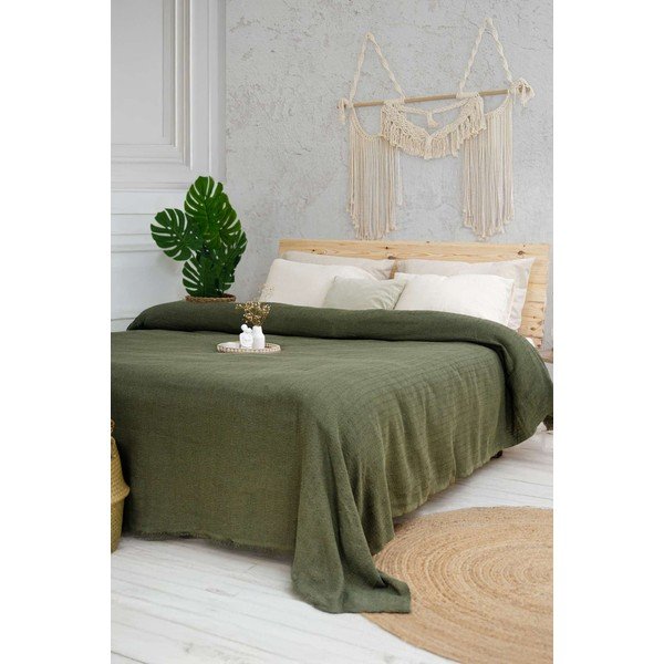 Khaki pléd 240x220 cm Marla  – Mijolnir