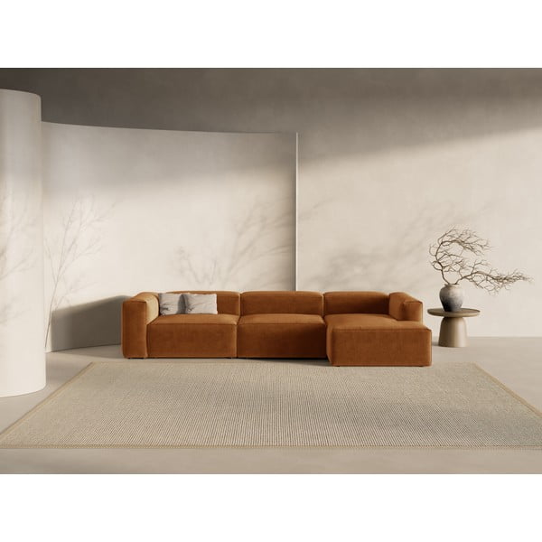 Rohová pohovka v tehlovej farbe (pravý roh/s leňoškou) Bergamo – Cosmopolitan Design-image-1