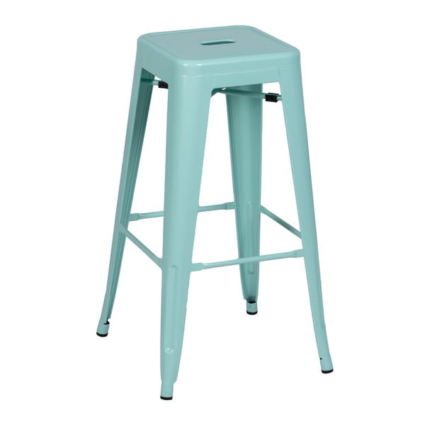 Tyrkysovomodré kovové barové stoličky v súprave 2 ks (výška sedadla 76,5 cm) – Ixia