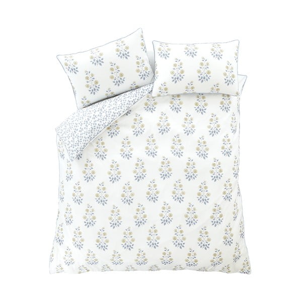 Biele damaškové obliečky na dvojlôžko 200x200 cm Eloise Floral – Bianca