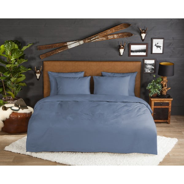 Modré flanelové predĺžené obliečky na dvojlôžko 200x220 cm – Good Morning-image-1