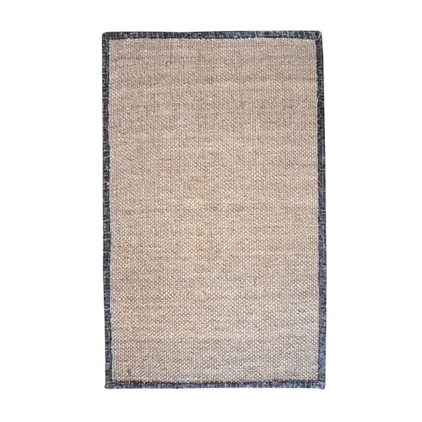 Konopný koberec s koženým lemom Brazilia Dark, 120x180 cm