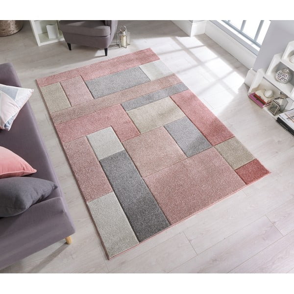 Ružovo-sivý koberec Flair Rugs Cosmos, 80 × 150 cm-image-1