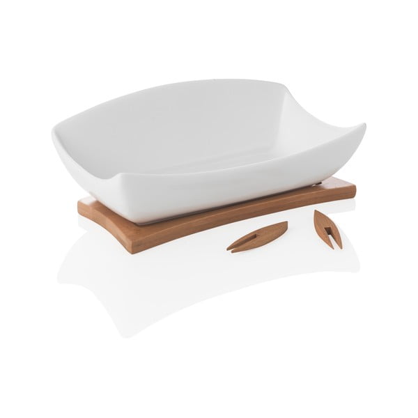 Biela porcelánovo-bambusová servírovacia misa Hors D'Oeuvre – Brandani-image-2