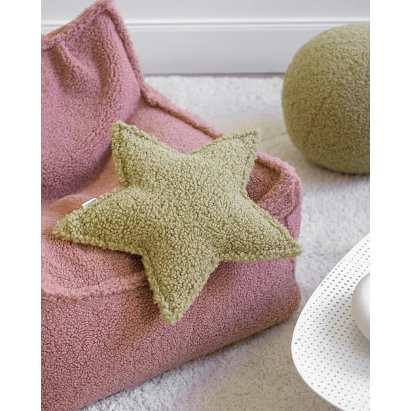 Zelený detský pohovkový vankúš z textílie buklé Star – Wigiwama-image-2