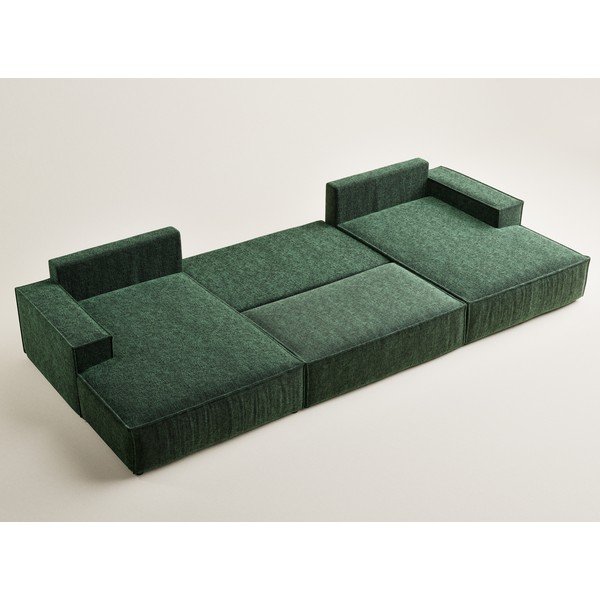 Tmavozelená ženilková rozkladacia/s úložným priestorom rohová pohovka (do tvaru "U") Kyoto – Maison de Rêve-image-3