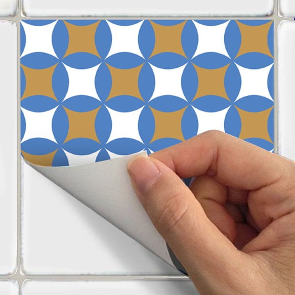 Súprava 24 nástenných samolepiek Ambiance Azulejos Ornaments Mosaic, 10 × 10 cm-image-3