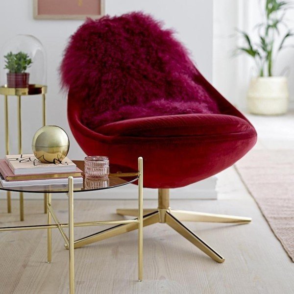 Tmavočervená kožušina z mongolskej jahňacej kože Bloomingville Mongolian-image-1