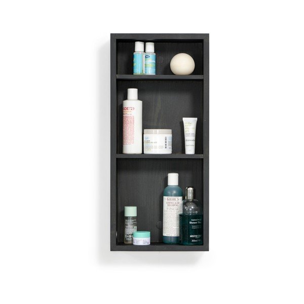 Čierna nástenná kúpeľňová polica z dubového dreva Wireworks Slimline-image-3