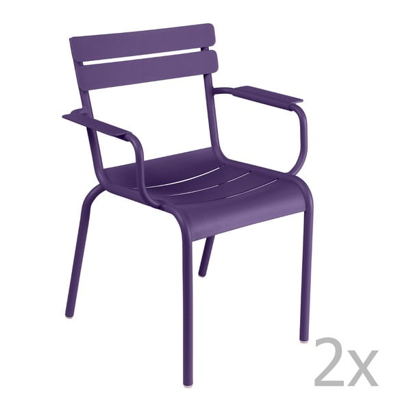 Sada 2 fialových stoličiek s opierkami na ruky Fermob Luxembourg