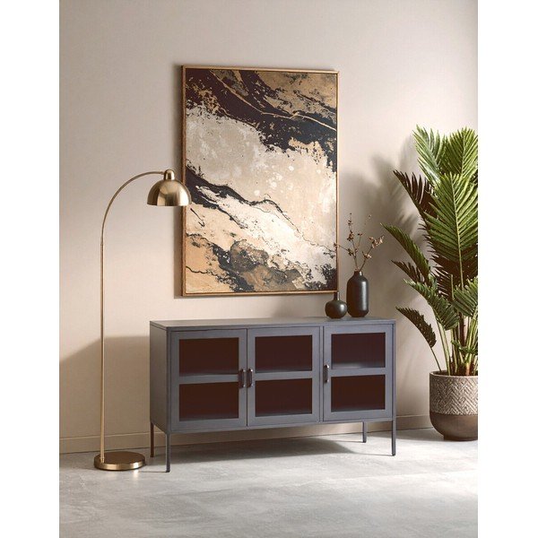 Sivá oceľová vitrína 140x80x45 cm Acier – Premier Housewares-image-1