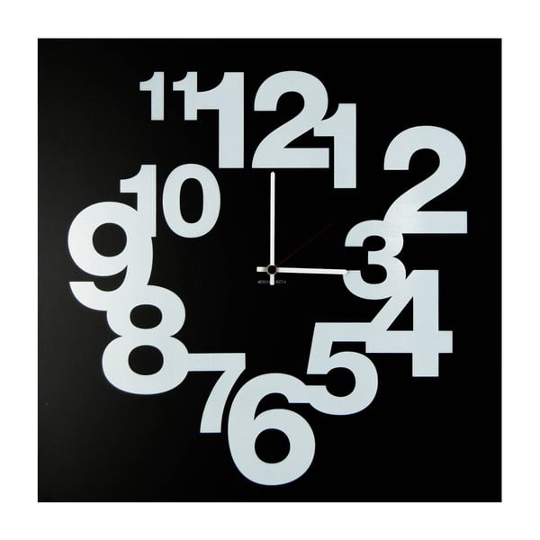 Nástenné hodiny dESIGNoBJECT.it Numbers Circle Black, 50 x 50 cm