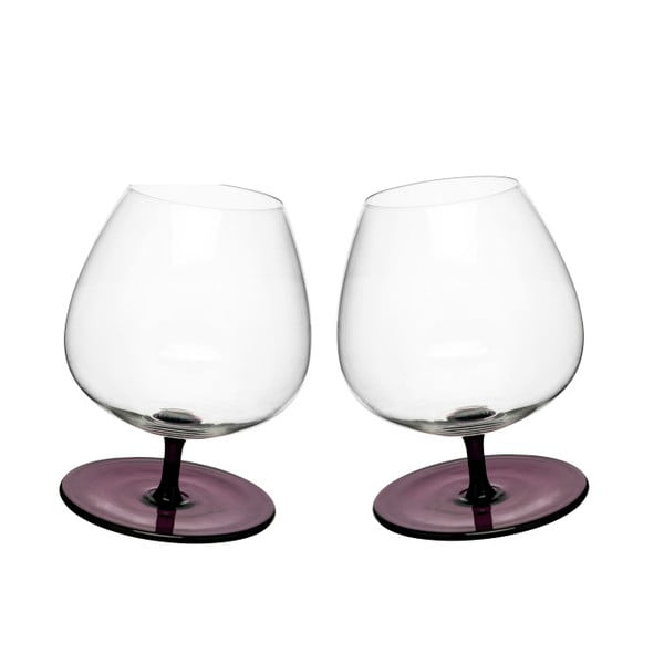 Sada 2 fialových hojdajúcich sa pohárov na brandy Sagaform