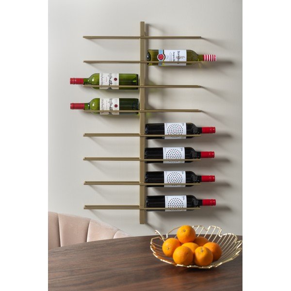 Nástenný kovový regál na víno v zlatej farbe počet fliaš 16 Dual – PT LIVING-image-1