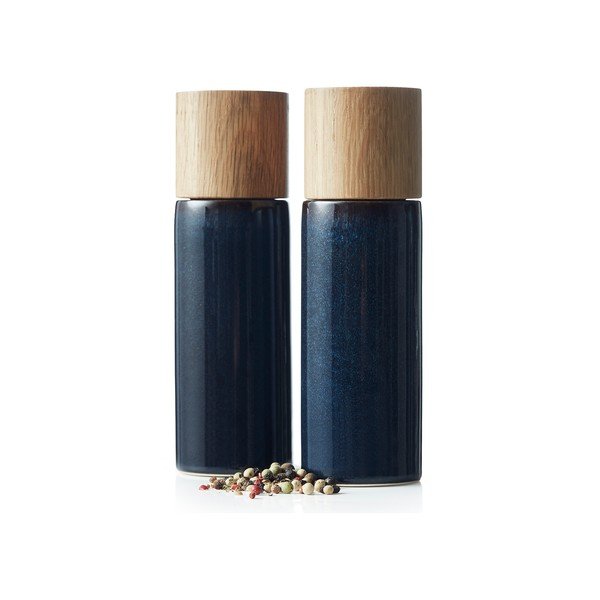 Tmavomodrá keramická súprava mlynčekov na korenie a soľ 2 ks Gastro Blue – Bitz-image-3