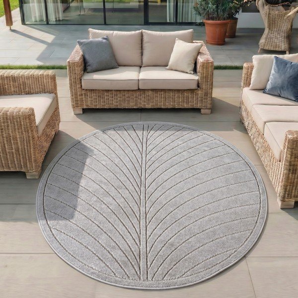 Okrúhly vnútorný a vonkajší koberec v striebornej farbe ø 120 cm Nova 1204 – Ayyildiz Carpets-image-1