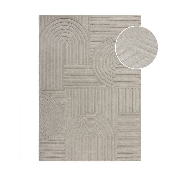 Sivý vlnený koberec Flair Rugs Zen Garden, 160 x 230 cm