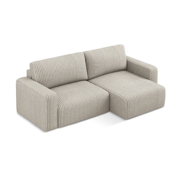 Béžová menčestrová rozkladacia/s úložným priestorom rohová pohovka (pravý roh/s leňoškou) Kona – Makamii-image-3