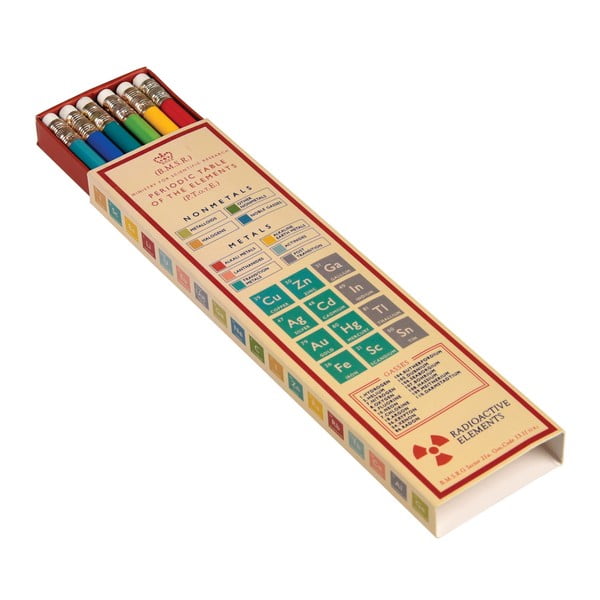Sada 6 farebných ceruziek v papierovej škatuľke Rex London Periodic Table