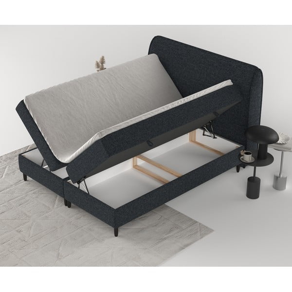 Čierna boxspring posteľ s úložným priestorom 160x200 cm Melba – Maison de Rêve-image-3