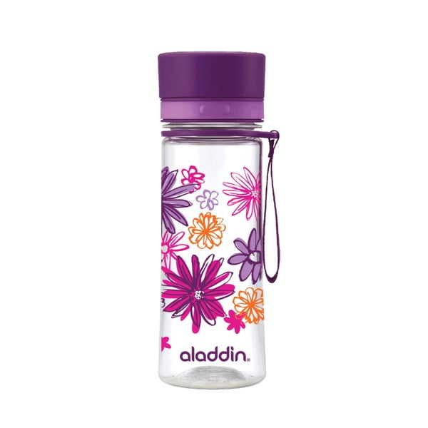 Fľaša na vodu s fialovým viečkom a potlačou Aladdin Aveo Bloom, 350 ml